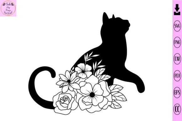 Cat with Flower SVG: A Floral Feline for Real Embroidery