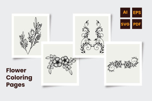 Floral or Flower Coloring Pages Bundle