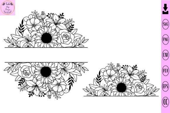 Flower Split Monogram SVG