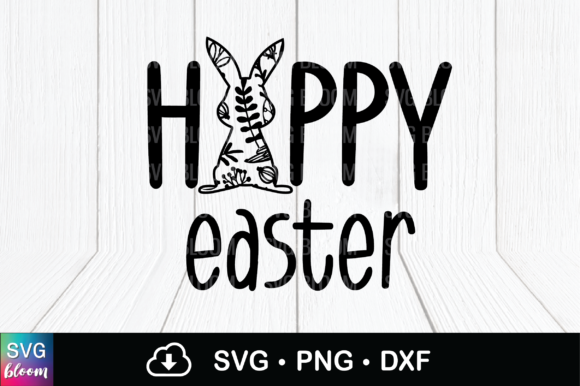 Happy Easter Egg Bunny Floral SVG PNG