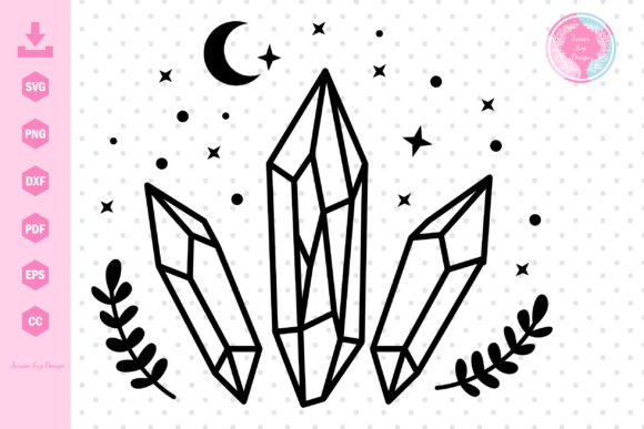 Magic Crystal SVG Floral Moon Crescent