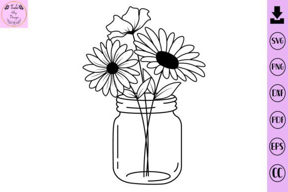 Mason Jar Floral SVG Flower Design