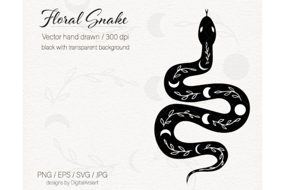 Snake SVG Cricut Floral Lunar Phase
