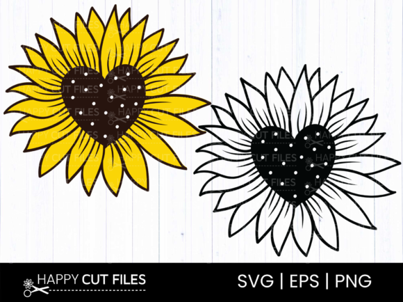 Sunflower Heart SVG Clipart PNG