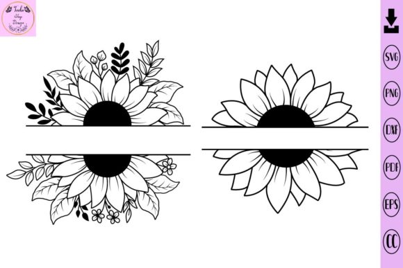 Sunflower Split Monogram SVG & Flower SVG
